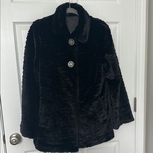 Elegant Black Faux Fur Coat